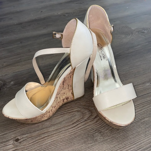 Shoes - Nude and Cork Wedges